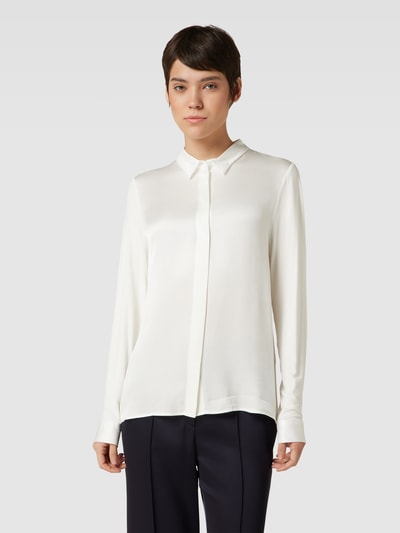 Milano Italy Overhemdblouse van een mix van viscose en elastaan met blinde knoopsluiting Offwhite - 4