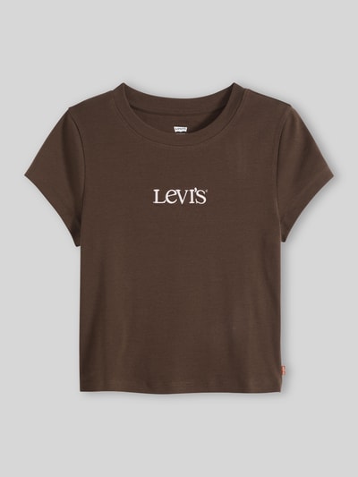 Levi's® Slim Fit T-Shirt aus Baumwoll-Mix mit Logo-Print Mittelbraun Mel 2