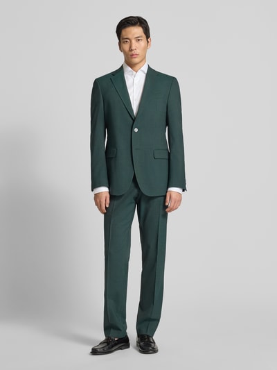 Męski model nosi Regular Fit Sakko mit Schurwoll-Anteil Modell 'JASPER' od BOSS, ciemnozielony, jednolity, przód widok całej sylwetki.