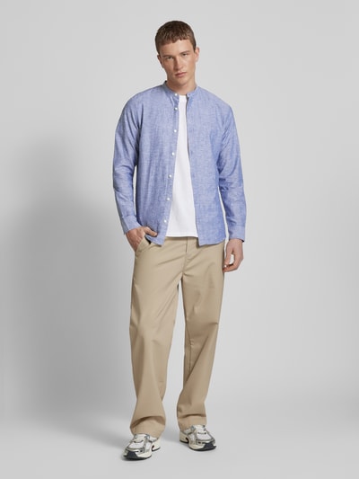 Jack & Jones Slim Fit Freizeithemd mit Leinen-Anteil Modell 'JJEBREEZE' Dunkelgelb Melange 1