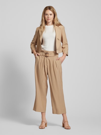 comma Straight leg pantalon met bandplooien Camel - 1