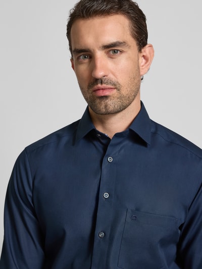 OLYMP Regular fit zakelijk overhemd van puur katoen Marineblauw - 3
