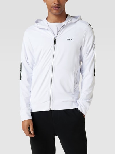 BOSS Green Sweatjacke mit Galonstreifen Modell 'Sicon Gym' Weiß 4
