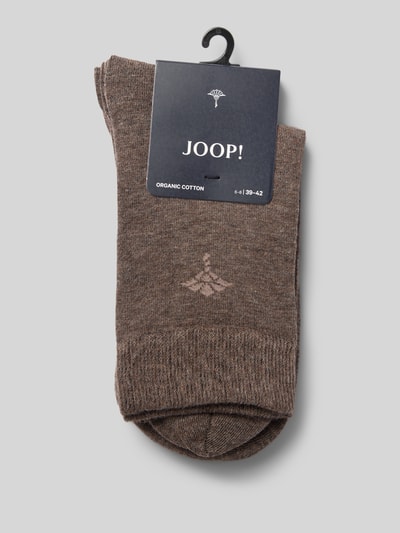 JOOP! Collection Sokken met labeldetail en elastische ribboordjes Middenbruin gemêleerd - 3