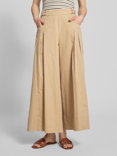 MAC Wide Leg Stoffhose mit verkürztem Schnitt Modell 'Leonie' Beige 4