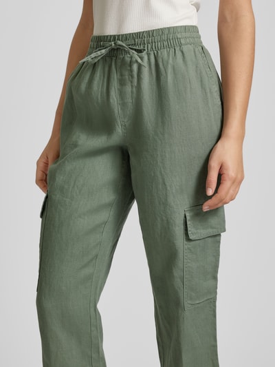 Christian Berg Woman Spodnie lniane z kieszeniami cargo Khaki 3