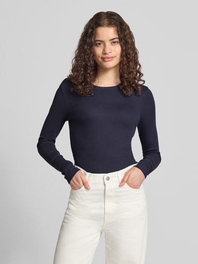 ONLY Slim Fit Langarmshirt aus Baumwoll-Mix Modell 'VAL' Marine 4