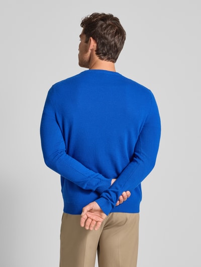 Christian Berg Men Regular fit kasjmier pullover met ronde hals Koningsblauw gemêleerd - 5