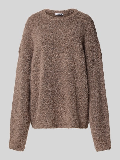 REVIEW Strickpullover in Bouclé-Optik Dunkelbraun Melange 2