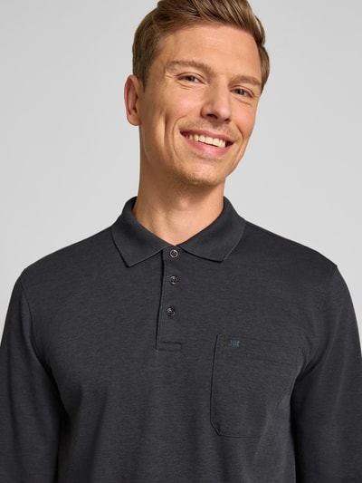 Christian Berg Men Regular fit poloshirt in design met lange mouwen Antraciet - 3