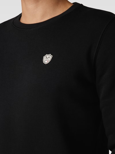 19V69 Italia Sweatshirt mit Label-Detail Modell 'Nico' Black 3