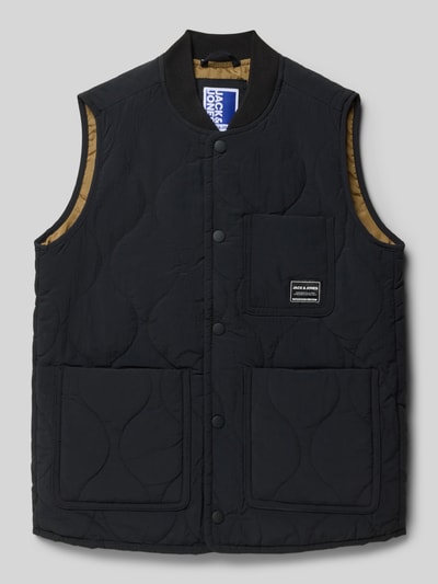 Jack & Jones Kamizelka pikowana z kieszenią na piersi model ‘HERO’ Czarny 1