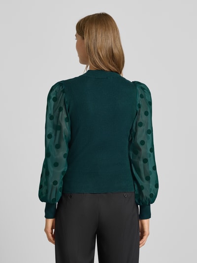 YAS Strickpullover mit gerippten Abschlüssen Modell 'DOTME' Dunkelgruen 5