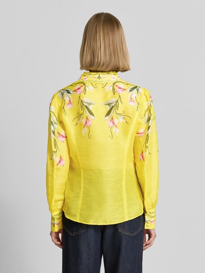 Marc Cain Bluse aus Leinen-Mix mit Knopfleiste GELB 5