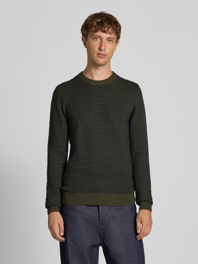 Blend Gebreide pullover met ronde hals, model 'DONG' Olijfgroen - 4