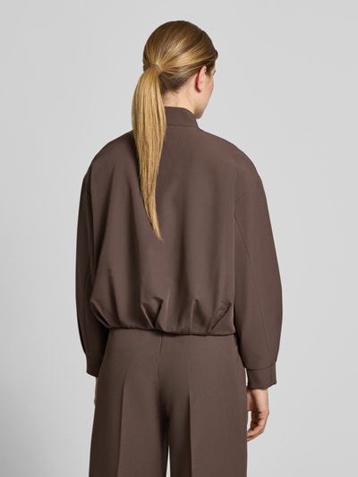 Jake*s Collection Regular fit bomberjack met verdekte knoopsluiting Chocoladebruin - 5