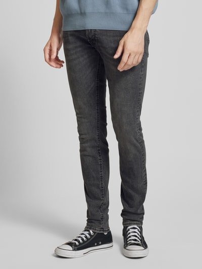 Jack & Jones Skinny fit jeans in 5-pocketmodel, model 'LIAM' Antraciet - 4