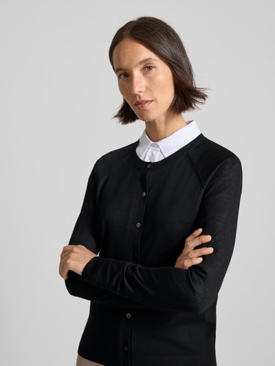 BOSS Regular fit gebreid jack van zuivere scheerwol, model 'FONAMI' Zwart - 3