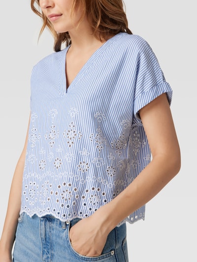 Jake*s Collection Blusenshirt mit Lochstickerei Marineblau 3
