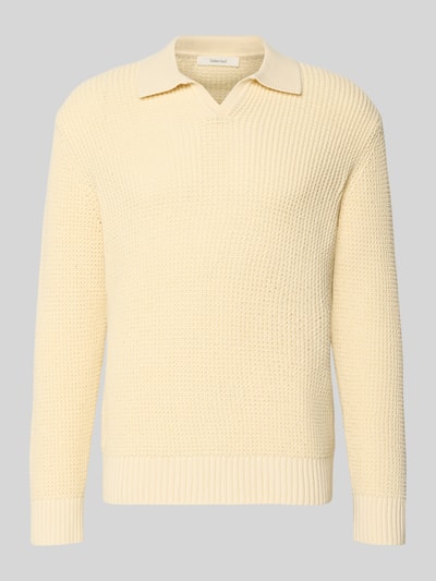 Produktfoto, Relaxed Fit Strickpullover aus reiner Baumwolle Modell 'DERECK' von SELECTED HOMME, unifarben, Grobstrick, gerippte Abschlüsse, Hemdkragen.