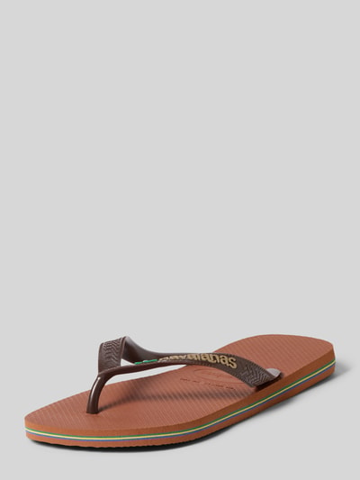 Produktfoto, Zehentrenner mit Label-Detail Modell 'BRASIL' von Havaianas für kobiety, brązowy, zaokrąglony nosek, forma wsuwana, wysokość obcasa 1 cm