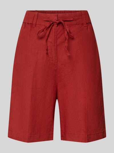 Produktfoto, Wide Fit Shorts aus reinem Leinen mit Tunnelzug von Marc O'Polo, efekt: jednolity kolor, materiał: len, krój: krój wide fit, średni stan, tunel, wpuszczane kieszenie, lamowana kieszeń