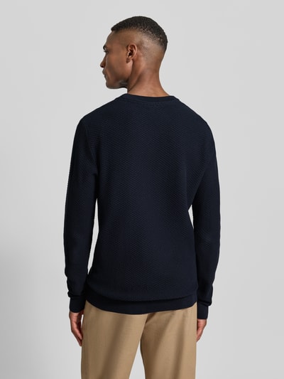 Lindbergh Strickpullover mit Strukturmuster und Rundhalsausschnitt Dunkelblau 5