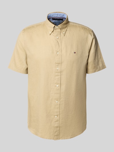 Tommy Hilfiger Regular fit vrijetijdsoverhemd van een mix van katoen en linnen Beige - 2