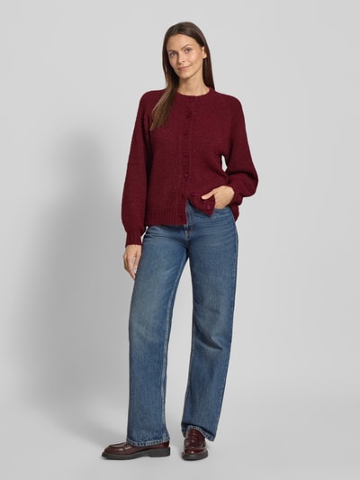 FREE/QUENT Gebreid jack met knoopsluiting, model 'Luisa' Bordeaux - 1