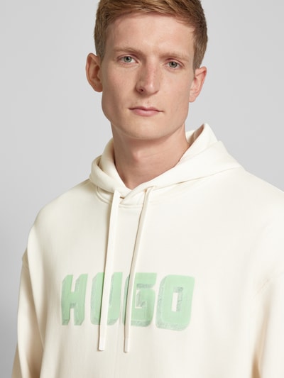 HUGO Hoodie mit Label-Print Modell 'Diqerio' Offwhite 3