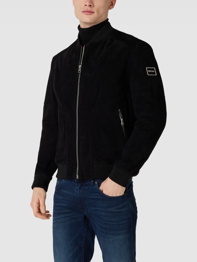 HUGO Lederjacke mit Stehkragen Modell 'Luigi' Schwarz 4