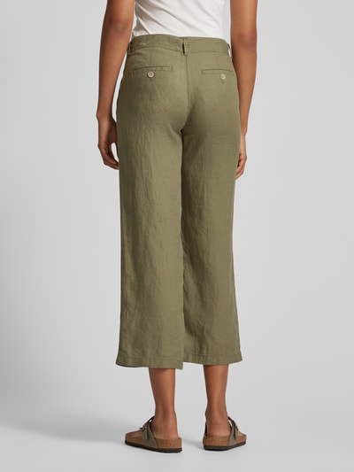 Brax Spodnie lniane z szeroką, skróconą nogawką model ‘Style. Maine’ Oliwkowy 5