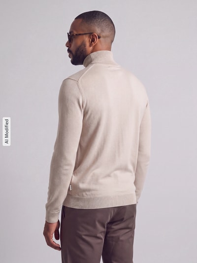 ONLY & SONS Regular Fit Rollkragenpullover aus Viskose-Mix Modell 'WYLER' Beige 4