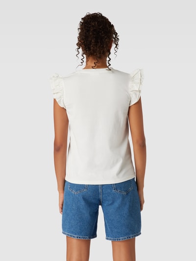 Marc O'Polo DENIM T-shirt z czystej bawełny z falbanami Złamany biały 5