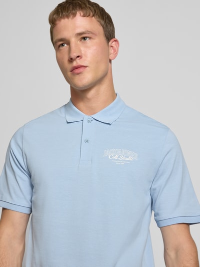 Jack & Jones Regular fit poloshirt met knoopsluiting, model 'MAKOTO' Lichtblauw - 3