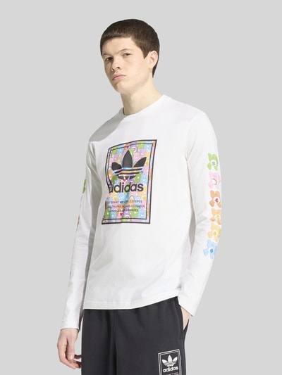 adidas Originals Bluzka z długim rękawem o kroju regular fit z czystej bawełny Biały 4