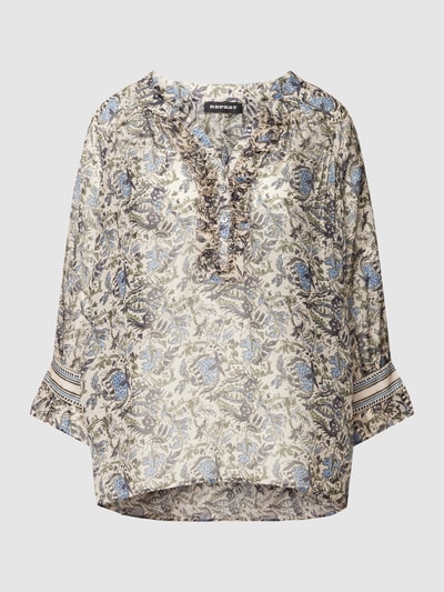 Repeat Blouseshirt met all-over motief Kaki - 2