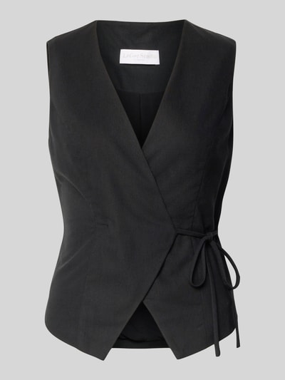 LeGer Gilet van viscose met V-hals, model 'Emelie' Zwart - 2