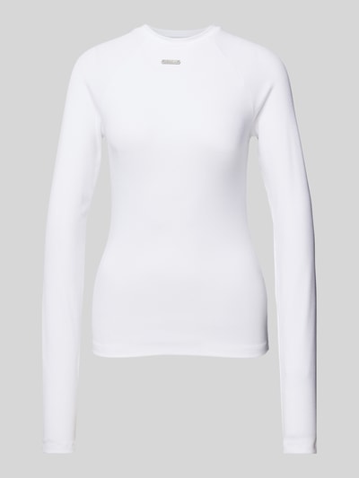 Karo Kauer Longsleeve mit Label-Applikation Weiss 1