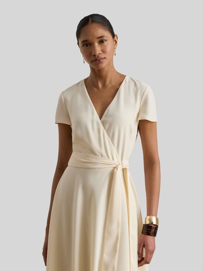 Lauren Ralph Lauren Knielanges Kleid in Wickeloptik Ecru 4