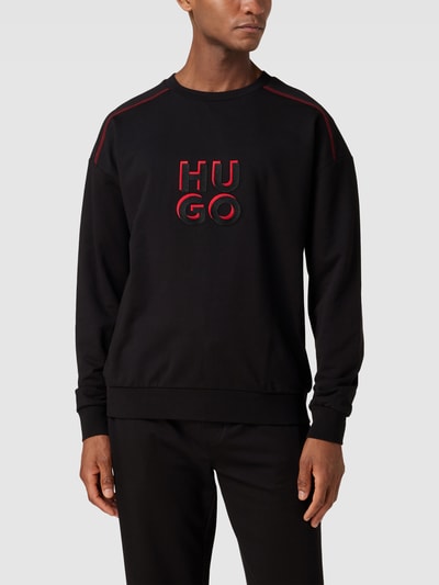 HUGO CLASSIFICATION Sweatshirt mit Label-Stitching Modell 'Monologo' Black 4