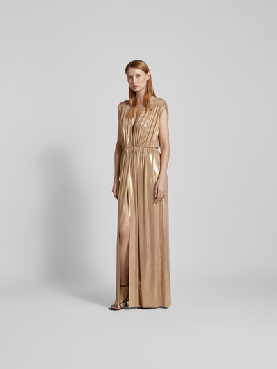 Norma Kamali Maxikleid mit Raffungen Gold 1