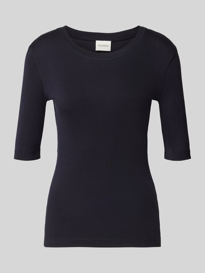 Produktfoto, T-Shirt mit Rundhalsausschnitt und 1/2-Arm von Closed aus Baumwoll-Modal-Mix, Slim-Fit, einfarbig dunkel, glatte Textur