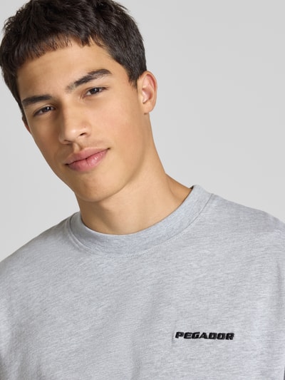 Pegador Oversized T-Shirt mit Label-Stitching Mittelgrau Melange 3
