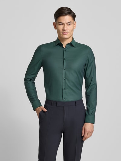OLYMP No. Six Koszula biznesowa o kroju Super Slim Fit z kołnierzykiem typu kent Zielony 4