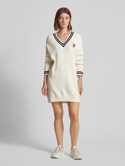 Tommy Jeans Mini-jurk met V-hals, model 'CREST' Offwhite - 1