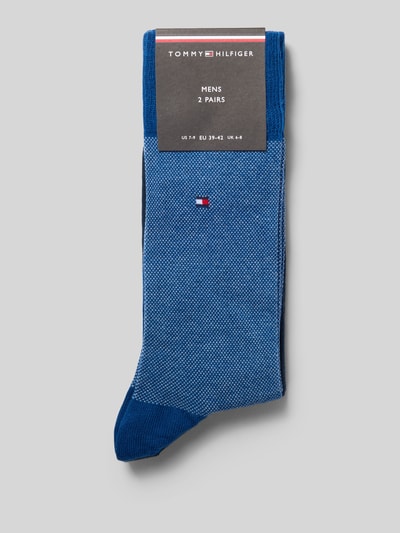 Produktfoto, Socken aus Baumwoll-Mix von Tommy Hilfiger in Blau mit feiner Struktur und kleinem Logo, Herren Socken von Tommy Hilfiger