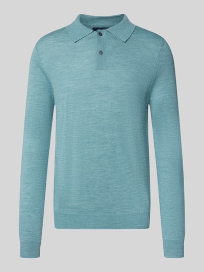 Produktfoto, Regular Fit Poloshirt aus Woll-Mix von Christian Berg Men in Hellblau, Polokragen, gerippte Abschlüsse, glatte Oberfläche