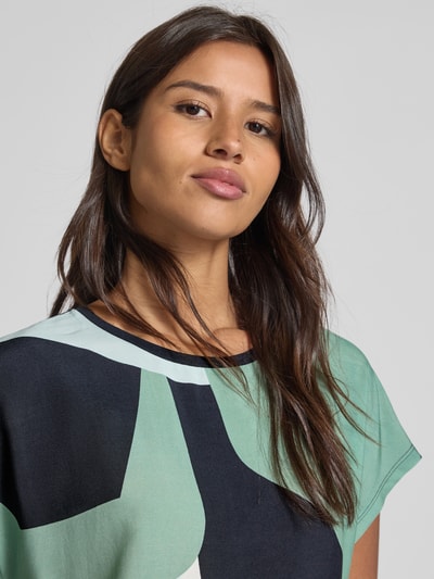 Tom Tailor Regular Fit T-Shirt aus Material-Mix mit Viskose Marine 3