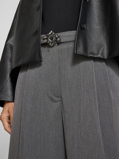 Liu Jo White Stoffhose mit weitem Bein und Bügelfalten Mittelgrau Melange 3